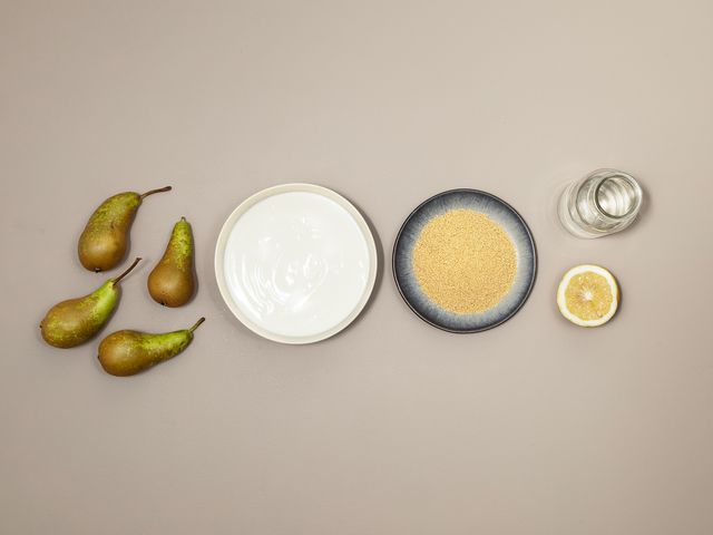 Zutaten für Birnen–Joghurt mit Couscous