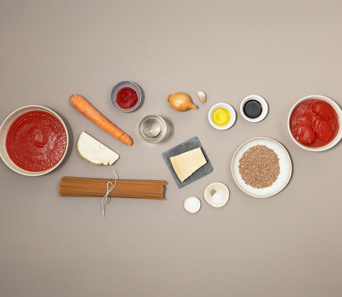 Zutaten für Spaghetti mit Linsen-Bolognese