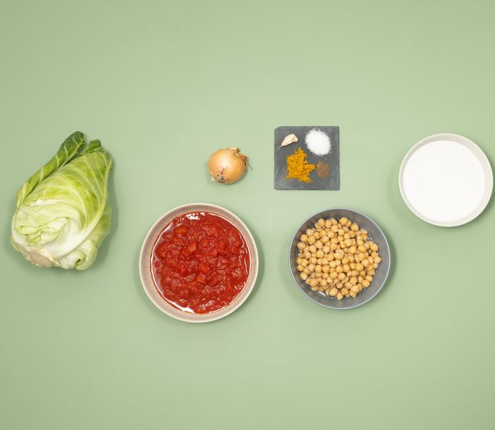 Zutaten für Spitzkohl-Eintopf mit Kichererbsen