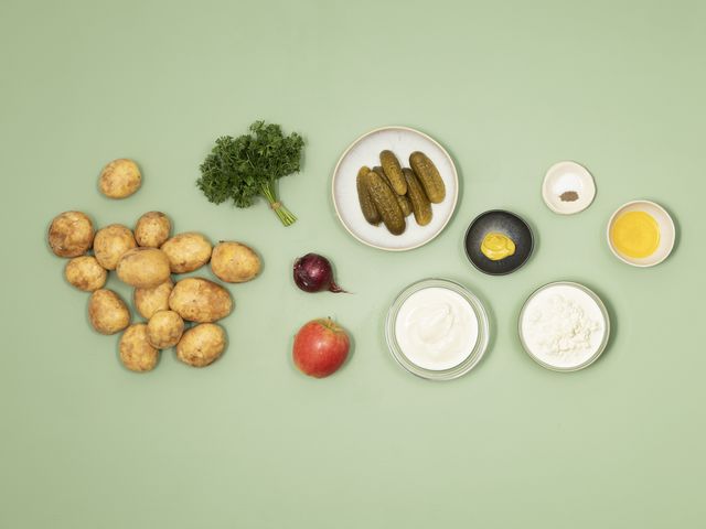 Zutaten für Kartoffelsalat mit körnigem Frischkäse