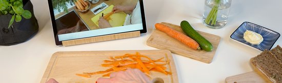Genussbotschafterin bei einer digitalen Ich kann kochen!-Fortbildung.