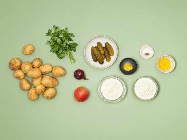 Zutaten für Kartoffelsalat mit körnigem Frischkäse